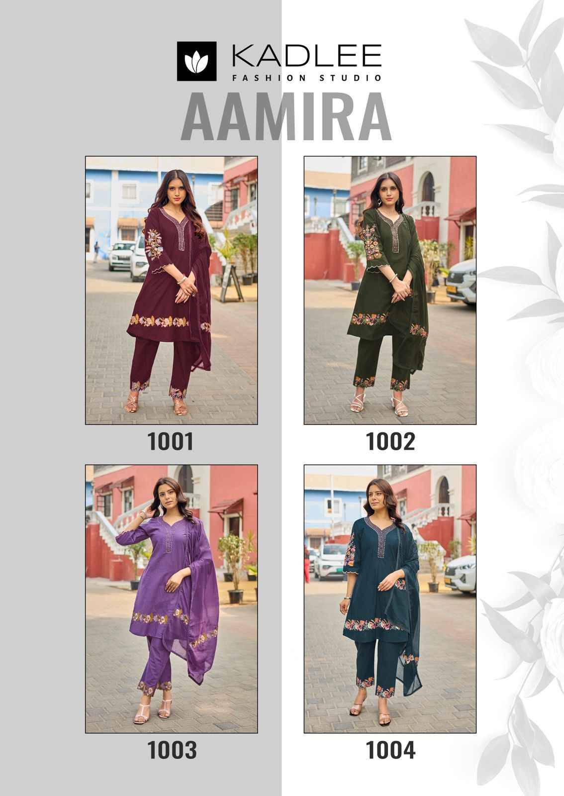 Aamira By KADLEE 1001 To 1004 Series Beautiful Festive Suits Colorful Stylish Fancy Ethnic Wear Cotton Embroidery Dresses At Wholesale Price